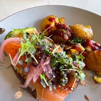 Olive & Hay - Avocado toast (with smoked salmon). - Italian Near Me - Napa, California Olive & Hay - Avocado toast (with smoked salmon). - Italian Near Me - Napa, California