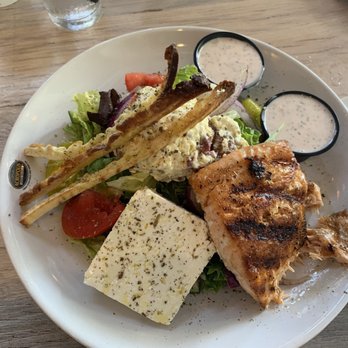 Acropolis Greek Taverna - Greek Salad with Salmon - Greek Near Me - Riverview, Florida