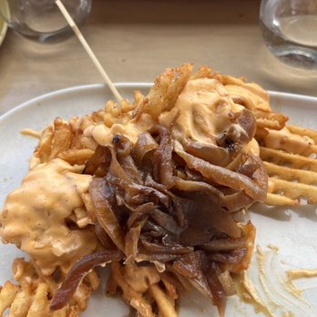Three Bears Brewery and Restaurant - Cheese fries with onions! - Brewpubs Near Me - Banff, Alberta