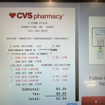 CVS Pharmacy - Receipt - Drugstores Near Me - New York, New York