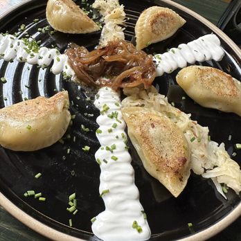 Epilogue Kitchen and Cocktails - The pierogi were bland and how could you charge more than $20 for a plate of 5 pierogi? Perhaps if they were special and delicious but... - New American Near Me - Salem, Oregon