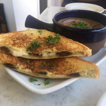 Maha's - Date Grilled Cheese with a side of Lentil soup - Egyptian Near Me - Toronto, Ontario