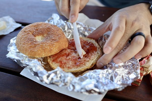 Photo of The Model Bakery - Napa, CA, US. Toasted english muffin with butter and strawberry jam, simple and delish!