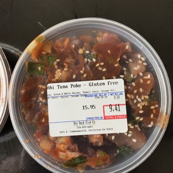 Dry Dock Fish Co - Ahi Tuna Poke, 2/17/19. Container (at the store) was an uncovered steel hotel pan, on ice, in the main case. - Seafood Markets Near Me - Fullerton, California Dry Dock Fish Co - Ahi Tuna Poke, 2/17/19. Container (at the store) was an uncovered steel hotel pan, on ice, in the main case. - Seafood Markets Near Me - Fullerton, California