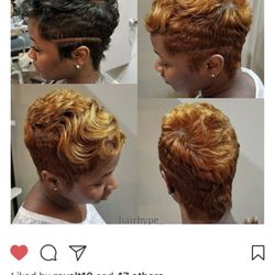 One process from black to blonde.
