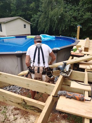 Decking for Home or Pool
Above Ground Pool Install
Metal or Vinyl
Oval or Round - Custom Deck Install with Cable Railing. Decking for Home or Pool
Above Ground Pool Install
Metal or Vinyl
Oval or Round - Custom Deck Install with Cable Railing.