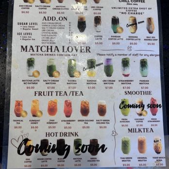 Chill Coffee - Menu - Coffee & Tea Near Me - Westminster, California