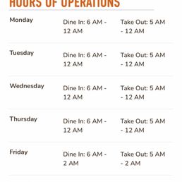 Hours of operation Hours of operation