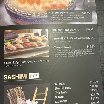 Toromi Sushi - Menu Rev: 08/26/26 Pg: Sashimi - Sushi Bars Near Me - West Covina, California Toromi Sushi - Menu Rev: 08/26/26 Pg: Sashimi - Sushi Bars Near Me - West Covina, California