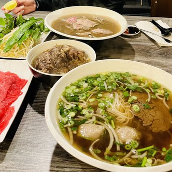 Pho 101 - Large Flank, beef ball, tendon and rare steak on the side. A bowl of oxtail for good measure. - Vietnamese Near Me - Westminster, California Pho 101 - Large Flank, beef ball, tendon and rare steak on the side. A bowl of oxtail for good measure. - Vietnamese Near Me - Westminster, California