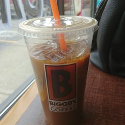 Fresh iced coffee with caramel