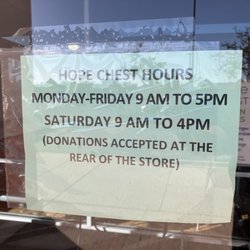 Hope Chest - Hours of Operation