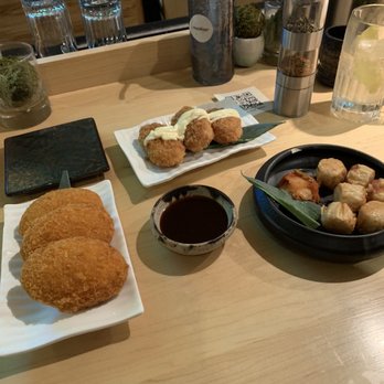 Bar Oni Izakaya - Left to right- potato croquettes, crab croquettes, and shrimp shumai - Japanese Near Me - Cleveland, Ohio