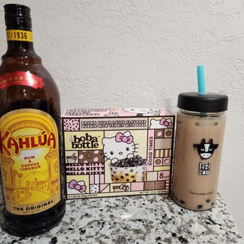 Safeway - Re-purposed glass. Brown sugar latte flavor bubble milk tea (Safeway) + Kahlua + milk + ice = cocktail! - Grocery Near Me - Citrus Heights, California