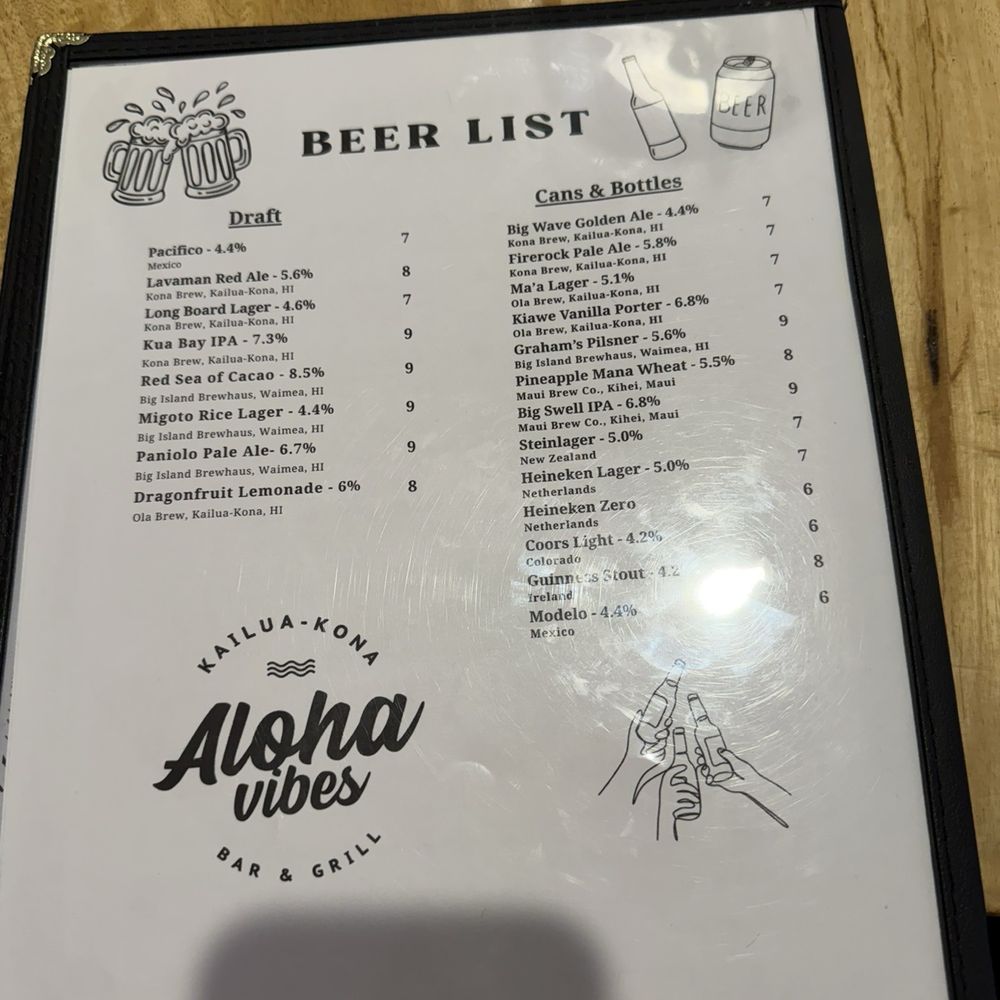 Aloha Vibes - Menu - Cocktail Bars Near Me - Kailua-Kona, Hawaii Aloha Vibes - Menu - Cocktail Bars Near Me - Kailua-Kona, Hawaii