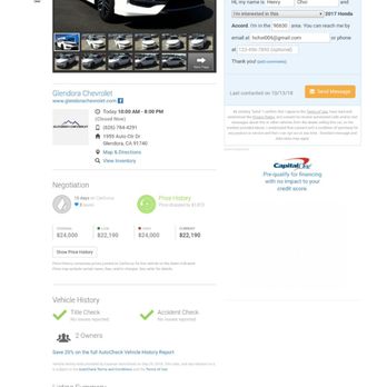Glendora Chevrolet - Their listing says 6,401 miles on car gurus & their website, but it was actually 11,200 miles! Deceitful & dishonest! - Car Dealers Near Me - Glendora, California Glendora Chevrolet - Their listing says 6,401 miles on car gurus & their website, but it was actually 11,200 miles! Deceitful & dishonest! - Car Dealers Near Me - Glendora, California