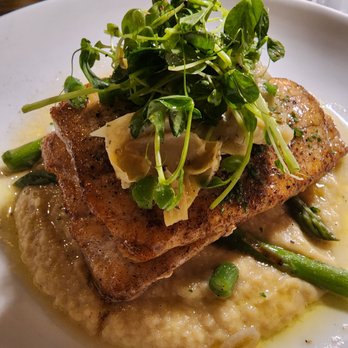 Gastroteca A Z U L - Halibut with chickpea puree - Mediterranean Near Me - Loreto, BCS Gastroteca A Z U L - Halibut with chickpea puree - Mediterranean Near Me - Loreto, BCS