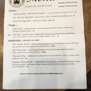 Bear Mountain Brewery - Menu - Food Trucks Near Me - Oldfield, Missouri