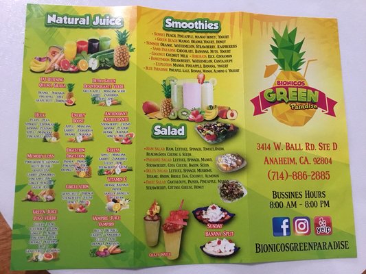 Menu photo 4 Bionicos Green Paradise Anaheim, CA