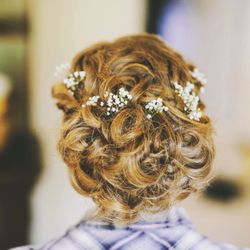 JC Ulrich Hair - Bridal Up-Do with beautiful baby's breath flowers.