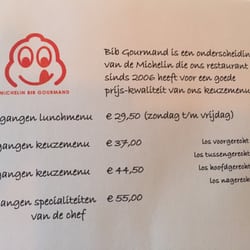 Elkaar - Het menu van Elkaar. Ze hebben een Bib Gourmand.