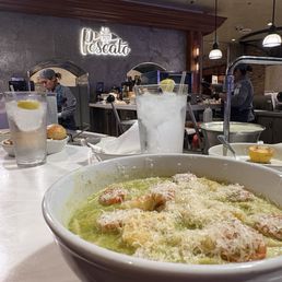 this is the seafood pesto fettuccine. this is the seafood pesto fettuccine.