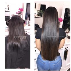 Bubbles & Angels - Before and after , Brazilian knot extensions & our 100% human hair used