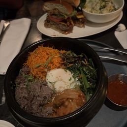 Bibimbap and burger Bibimbap and burger