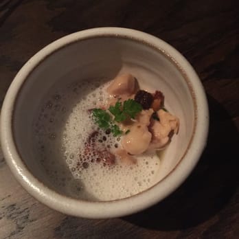 Boka - Amuse Bouche: frog leg with green garlic, parmesan cream and something else. - New American Near Me - Chicago, Illinois Boka - Amuse Bouche: frog leg with green garlic, parmesan cream and something else. - New American Near Me - Chicago, Illinois