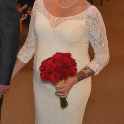 Madela Bridal - A front view of my wedding dress. Was extremely comfortable to wear all day with my 7 month old growing Monster in my belly.