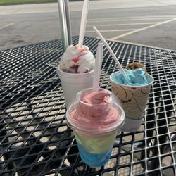 Dairy Whip - Vegan banana split, vegan Superman, Cookie Monster flurry