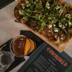 Meraki - Mushroom Mix Flatbread, Drink is called Mistaken