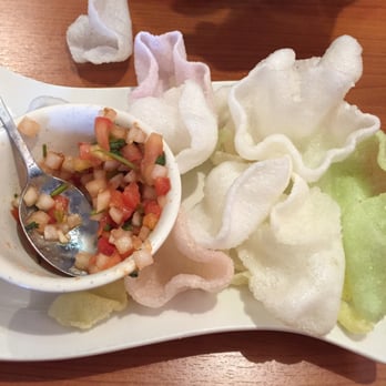 Saigon - Rice Paper Shrimp Chips and salsa-like relish - Vietnamese Near Me - Belleville, Illinois