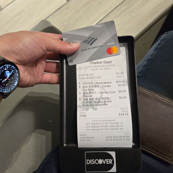 Charkor Guys - The receipt and credit card debt - Korean Near Me - Duluth, Georgia