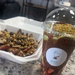 Habibi, special waffles, and Dubai chocolate covered strawberries Habibi, special waffles, and Dubai chocolate covered strawberries