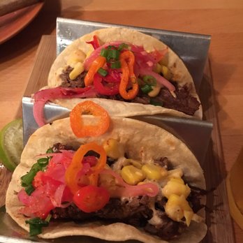 Doce Provisions - $8.50 BBQ Short Rib Taco - guajillo-beer braised, crema, corn salsa, fresno relish - New American Near Me - Miami, Florida