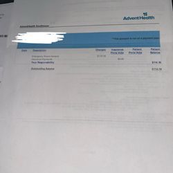 AdventHealth Southmoor ER & Urgent Care - Proof of bills