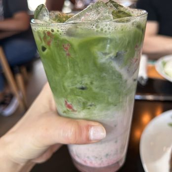 Eggspresso - Strawberry Matcha Latte - Breakfast & Brunch Near Me - Fullerton, California