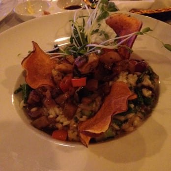 Couples Resort - Garden Risotto with premium Arborio Rice, garden vegetables, smoked Gouda, and sweet potato chips - Resorts Near Me - Whitney, Ontario