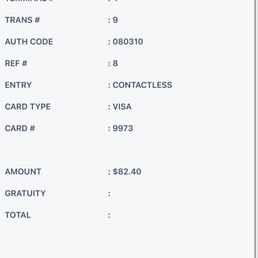 Photo of receipt with no pricing breakdown Photo of receipt with no pricing breakdown