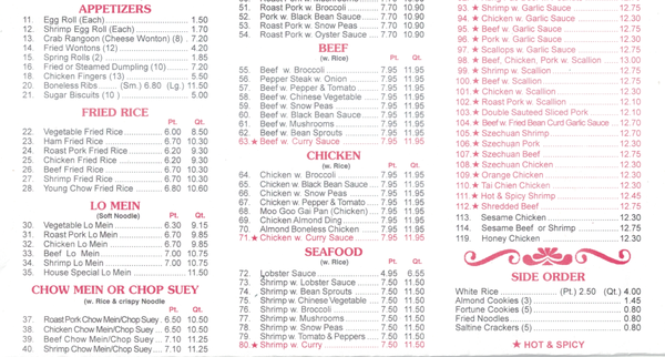 Menu photo 5 China One Chinese Restaurant Hazel Park, MI