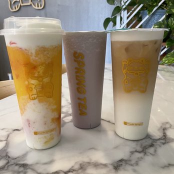 Spring Tea - Mango pomelo cream tea, taro milk tea, Jasmine cheese foam - Bubble Tea Near Me - Orlando, Florida Spring Tea - Mango pomelo cream tea, taro milk tea, Jasmine cheese foam - Bubble Tea Near Me - Orlando, Florida