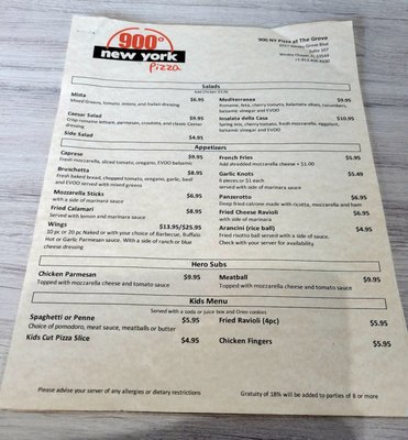 Menu photo 8 900 Degrees New York Pizza Wesley Chapel, FL