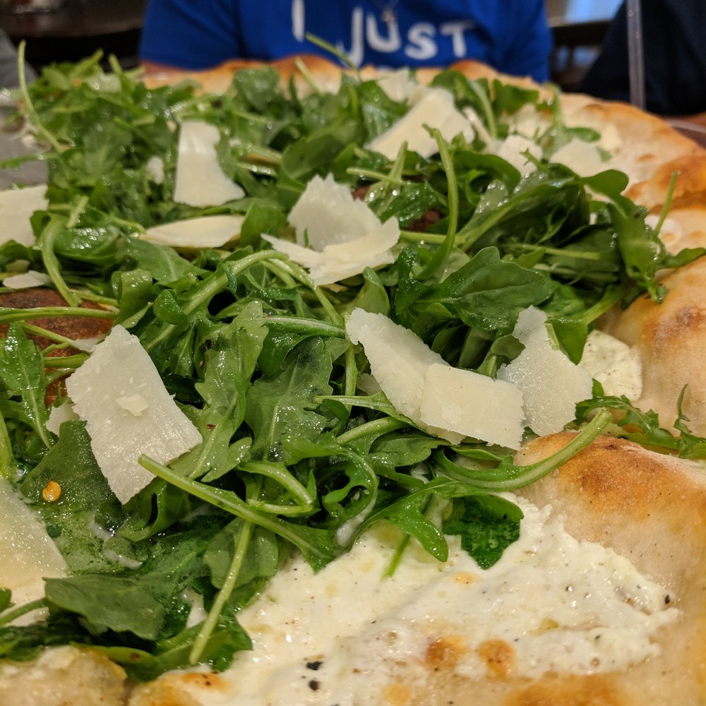 Denino's South Pizzeria - White Pie topped with Arugula - Pizza Near Me - Brick, New Jersey Denino's South Pizzeria - White Pie topped with Arugula - Pizza Near Me - Brick, New Jersey