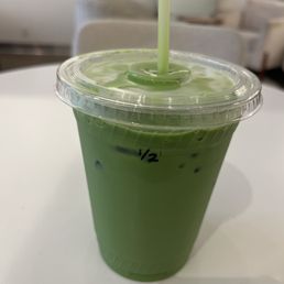 Cold whisked matcha latte