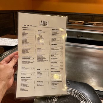 Aoki Teppanyaki - Menu at the teppan table. - Sushi Bars Near Me - Miami, Florida