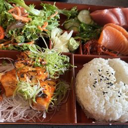 Lunch box special with sashimi and BBQ salmon ~ $19.50 Lunch box special with sashimi and BBQ salmon ~ $19.50