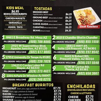 El Gordo Mexican Grill - Menu - Breakfast & Brunch Near Me - Winslow, Arizona