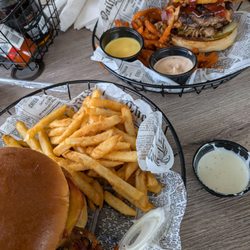 The Asylum - Burgers with fries and sweet potato fries