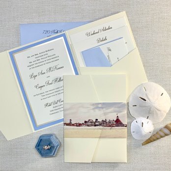 Invitation Design Studio - Classic pocket folder with the Hotel Del Coronado featured on the vellum band. - Cards & Stationery Near Me - Tustin, California Invitation Design Studio - Classic pocket folder with the Hotel Del Coronado featured on the vellum band. - Cards & Stationery Near Me - Tustin, California